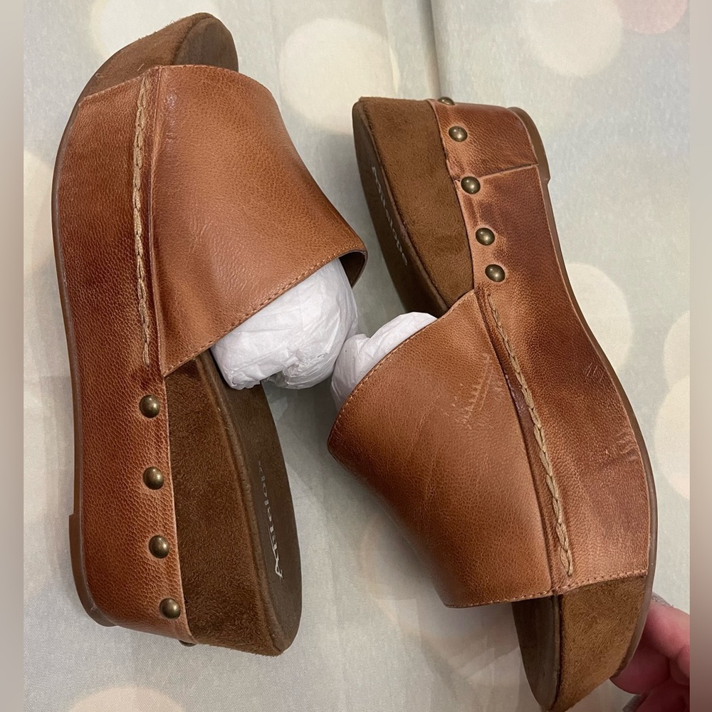 Antelope slide wedge slip on platform leather sandal size 39